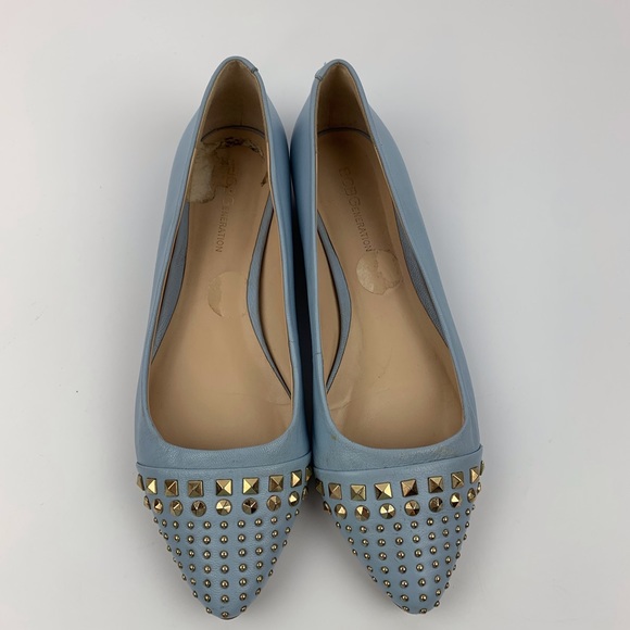 BCBG Generation Blue Leather Studded Flats Sz 6.5 - Picture 3 of 8